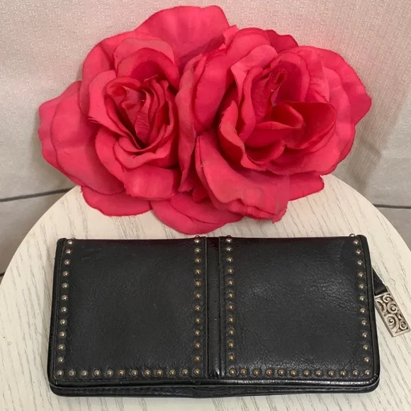 Brighton Leather Wallet Black with Silver Studded Design - Picture 11 of 11